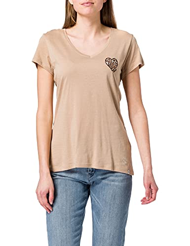 KEY LARGO Damen WILDHEART v-Neck T-Shirt, beige (1004), L von KEY LARGO