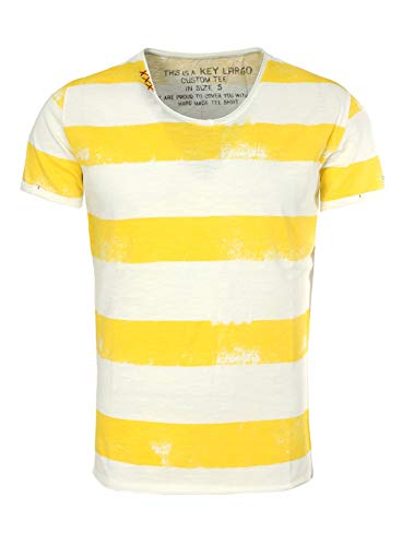 KEY LARGO Herren Airline v-Neck T-Shirt, Offwhite-Yellow (2074), 3XL von KEY LARGO