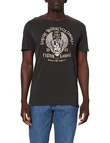 KEY LARGO Herren Custom Garage Round T-Shirt, Carbon Black (1121), L von KEY LARGO