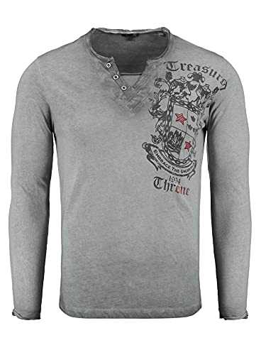 KEY LARGO Herren HIGHLAND button T-Shirt, Grau, S von KEY LARGO