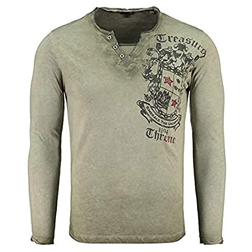KEY LARGO Herren Highland Button T Shirt, Mil. Grün (1502), L EU von KEY LARGO