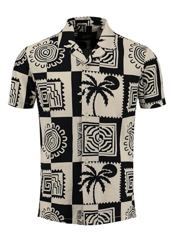 KEY LARGO Herren KLBLOCK 1/2 Patterned Hemd, Black (1100), XXL von KEY LARGO