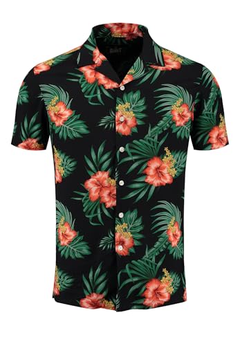 KEY LARGO Herren KLHULA 1/2 Patterned Hemd, Black (1100), XXL von KEY LARGO