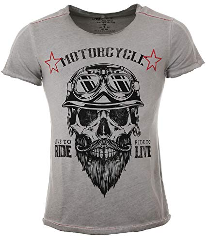 KEY LARGO Herren MT Bearded Biker Round T-Shirt, Silver (1107), L von Imaczi