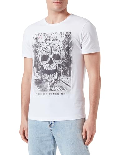KEY LARGO Herren MT Walk This Way Round T-Shirt, White (1000), S von KEY LARGO