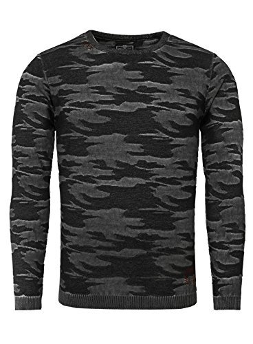 Key Largo Herren Pullover FINAL Sweatshirt Camouflage Look mit Ziernaht Tarnmuster anthrazit XXL von KEY LARGO