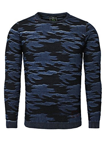 Key Largo Herren Pullover FINAL Sweatshirt Camouflage Look mit Ziernaht Tarnmuster dunkelblau L von KEY LARGO