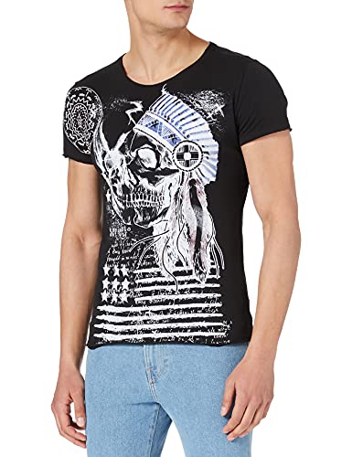 KEY LARGO Herren MT Indian Skull T-Shirt, Black (1100), L von KEY LARGO