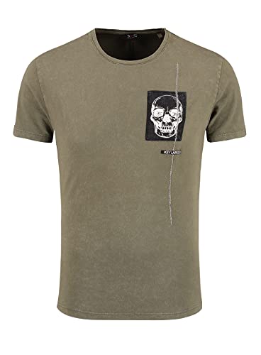 KEY LARGO Herren Skull Party Round T-Shirt, urban Khaki (1513), S von KEY LARGO