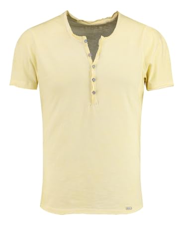 KEY LARGO Herren T-Shirt hellgelb Basic Knopf Lemonade MT00122, Größe:L von KEY LARGO