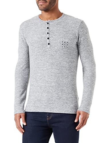 KEY LARGO Herren Target Button Sweatshirt, Grey Mel. (1105), L von KEY LARGO