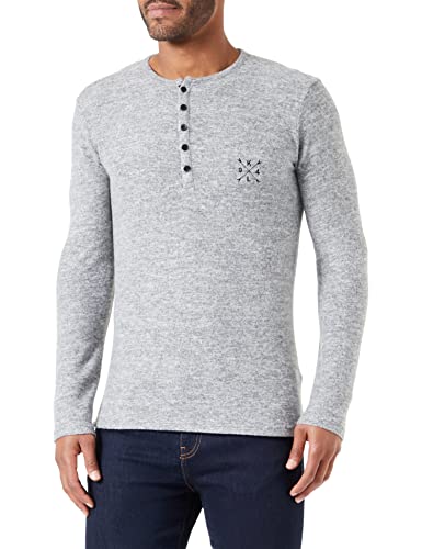 KEY LARGO Herren Target Button Sweatshirt, Grey Mel. (1105), S von KEY LARGO