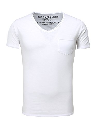 KEY LARGO Herren Water v-Neck T-Shirt, White (1000), L von KEY LARGO