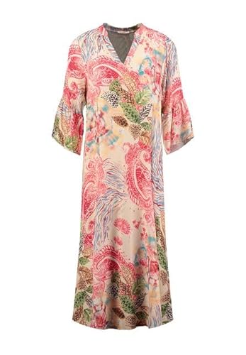 KEY LARGO leichtes Midikleid Coral red Floralprint V-Neck Bay WD00073, Größe:M von KEY LARGO