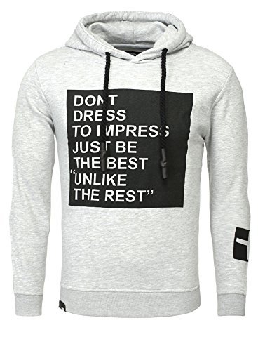 Key Largo Herren Hoodie Impress Front Print mit Logo Patch Kapuze Tunnelzug grau M von KEY LARGO