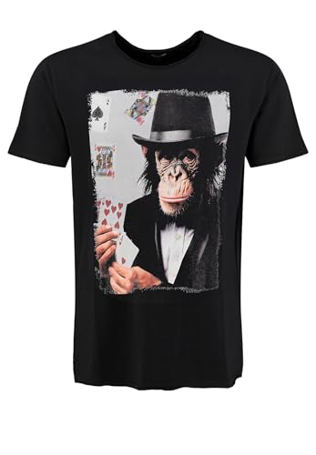 Key Largo Herren KLPLAYING Monkey Round T-Shirt, Black (1100), XL von KEY LARGO