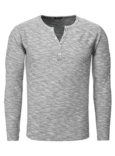 Key Largo Herren Longsleeve DIAVOLA Slim Fit Einfarbig Vintage Look dunkelblau XXL von KEY LARGO