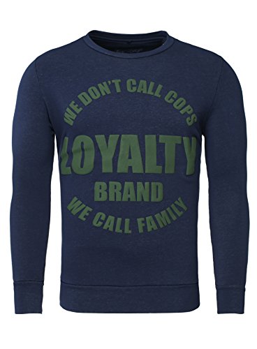 Key Largo Herren Pullover LOYALITY Call Cops Family Schriftzug Print Langarm Sweatshirt Bequem dunkelblau L von KEY LARGO