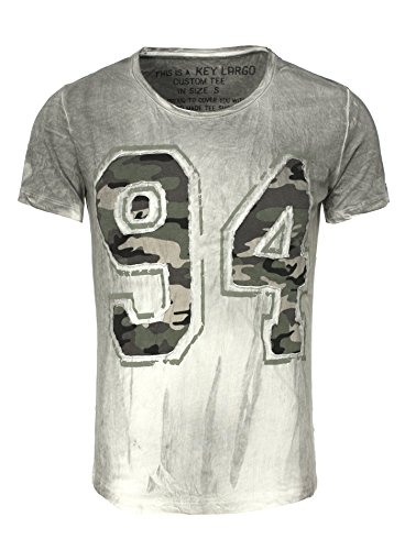 Key Largo Herren T-Shirt NINETY FOUR mit Camouflage Muster im Vintage Look 94 Verwaschen grau M von KEY LARGO