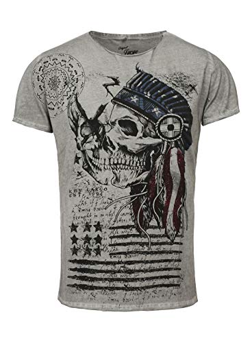 KEY LARGO T-Shirt Indian Skull weiß grau L von KEY LARGO