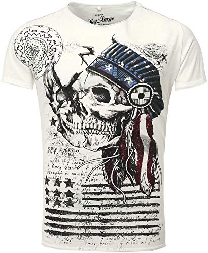 Key Largo T-Shirt Indian Skull weiß Off White S von KEY LARGO