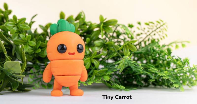 3D Printed Tiny Carrot Key Hanger & Charm - Cute Resin Vegetable Keychain Holder Kawaii Desk Accessory Fun Gift For Plant Lovers von KEY3DShop