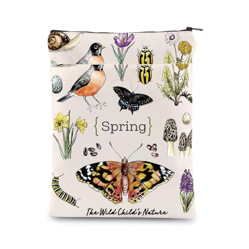 KEYCHIN Spring Nature Study Book Sleeve Bookish Gifts Spring Journal Book Covers Book Lover Book Club Gifts Homeschool Nature Study Book Protector (Frühling) von KEYCHIN