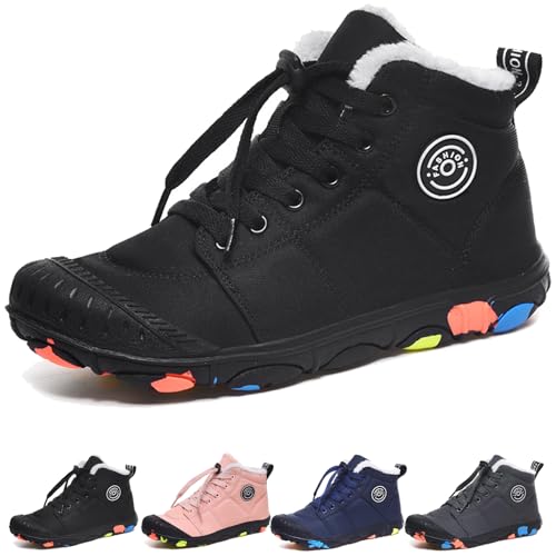 KEYGEM Barfussschuhe Kinder Winter Wasserdicht, Barfußschuhe Kinder Herbst, Kid Winter Pro Barfuss Schuhe Herren Daman (schwarz,35) von KEYGEM