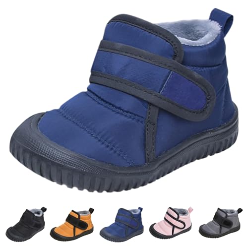 KEYGEM Barfussschuhe Kinder Winter Wasserdicht, Outdoor Warm Gefüttert Winterstiefel Ergonomische Barfuß Winterschuhe (Blau,22) von KEYGEM