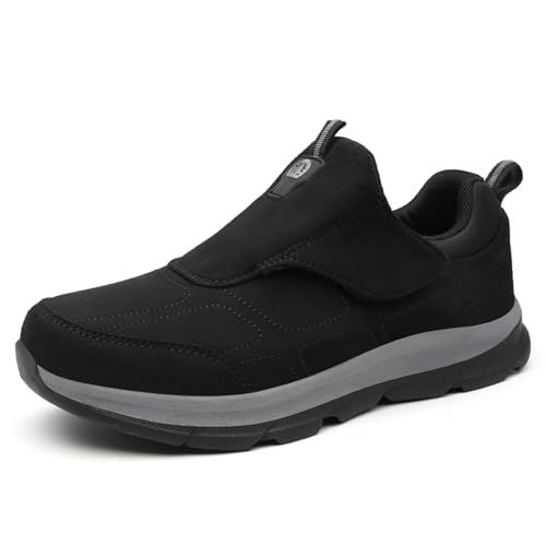 KEYGEM Diabetiker Schuhe Herren Klettverschluss Damen Walkingschuhe Freizeitschuhe Sportschuhe Bequeme rutschfest Schuhe Mittleren und Höheren Alters Gr.35-46 (Schwarz2,41) von KEYGEM