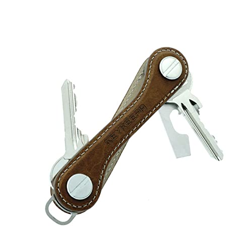 KEYKEEPA® - Edler Key Organizer aus Leder für bis zu 12 Schlüssel - Schlüsselorganizer inklusive Flaschenöffner und Öse für den Autoschlüssel - German Design Award Gewinner (Cognac Brown) von KEYKEEPA