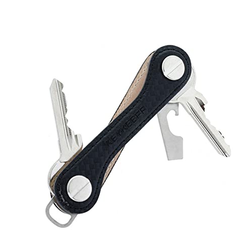 KEYKEEPA® - Edler Key Organizer aus Leder für bis zu 12 Schlüssel - Schlüsselorganizer inklusive Flaschenöffner und Öse für den Autoschlüssel - German Design Award Gewinner (Cubic Carbon) von KEYKEEPA