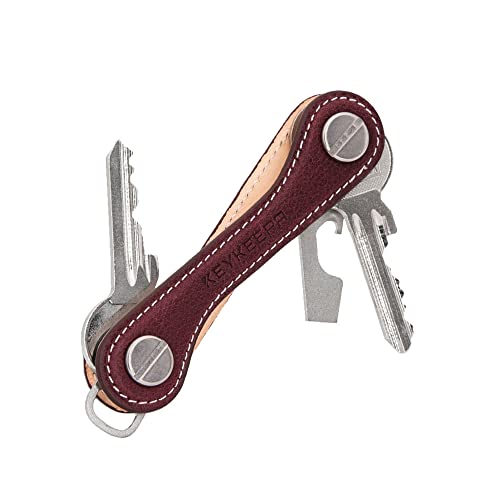 KEYKEEPA® - Leder - Edler Leder Key Organizer für bis zu 12 Schlüssel - inklusive Flaschenöffner + Öse – Schlüsselorganizer „Made in Germany (Merlot Red) von KEYKEEPA