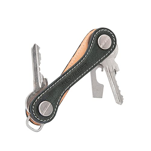 KEYKEEPA® - Leder - Edler Leder Key Organizer für bis zu 12 Schlüssel - inklusive Flaschenöffner + Öse – Schlüsselorganizer „Made in Germany (Pine Green) von KEYKEEPA