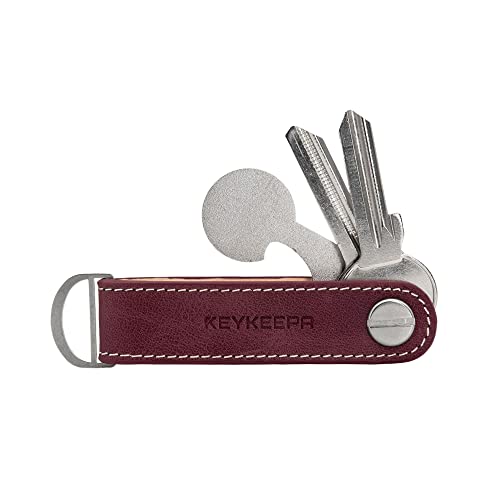 KEYKEEPA® - Loop - Edler Leder Key Organizer für bis zu 7 Schlüssel - inklusive Einkaufswagenchip + Öse – Schlüsselorganizer „Made in Germany (Merlot Red) von KEYKEEPA