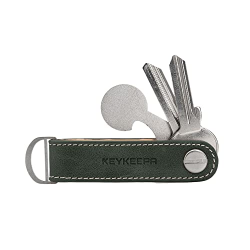 KEYKEEPA® - Loop - Edler Leder Key Organizer für bis zu 7 Schlüssel - inklusive Einkaufswagenchip + Öse – Schlüsselorganizer „Made in Germany (Pine Green) von KEYKEEPA