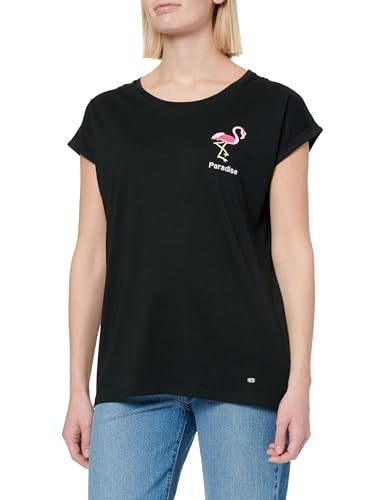 KEY LARGO Damen WT Flamingo Round T-Shirt, Black (1100), Large von KEY LARGO