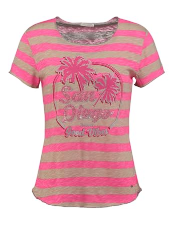 KEY LARGO Damen WT SAN Diego Round T-Shirt, neon pink-beige (2325), Small von KEY LARGO