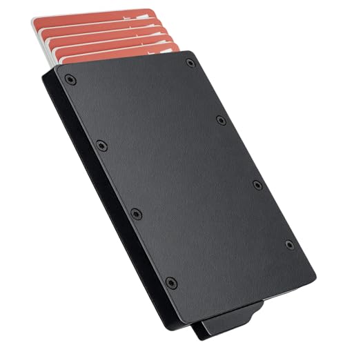 KEYRI 1 PCS Geldbörse Herren Slim Wallet Card Holder für Männer Schlankes Minimalistisches Metall Portemonnaie Pop-up-Kreditkarten-Halter für Männer und Frauen (Schwarz) von KEYRI