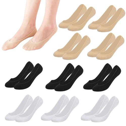 KEYRI 10 Paar Füßlinge Ballerina Socken Damen, Unsichtbare Sneaker Socken No Show Halbsockens Rutschfeste Sneakersocken Füsslinge Sockens für Ballerinas, Einheitsgröße (Drei Farben) von KEYRI