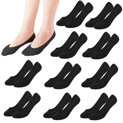 KEYRI 10 Paar Füßlinge Ballerina Socken Damen, Unsichtbare Sneaker Socken No Show Halbsockens Rutschfeste Sneakersocken Füsslinge Sockens für Ballerinas, Einheitsgröße von KEYRI