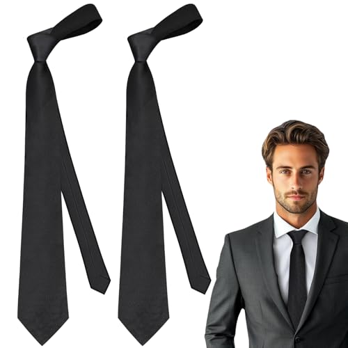 KEYRI 2 PCS Krawatte 6cm Klassisch Skinny Krawatten Solide Farbe Schlank Krawatte für Männer Langlebig & Mode Krawatten für Hochzeit, Business, Party, Arbeit und Formelle Anlässe (Schwarz) von KEYRI