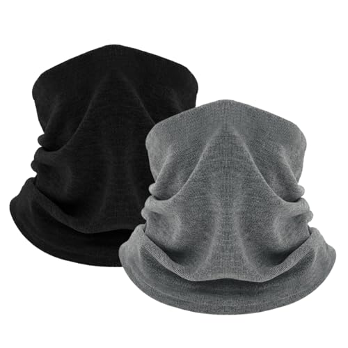 KEYRI 2 Stück Winter Loop Schal Herren Damen Weichem Vlies Halswärmer Schal Neckwarmer Halstuch für Winter Multifunktionstuch Schlauchschal Verdickte Winterkreisschal Warmer (2, Schwarz Grau) von KEYRI