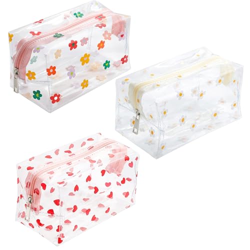 KEYRI 3 Stück Kulturbeutel, Transparent Wasserdichte Kosmetiktasche PVC Flugzeug Beutel Durchsichtig Make-up Tasche Reise Waschtaschen für Frauen Männer (Mehrfarbig) von KEYRI