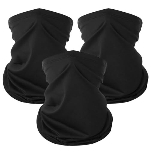 KEYRI 3 Stück Multifunktionstuch Schlauchschal Loopschal Winddicht Winter Loop Schal Herren Damen Neckwarmer Elastiche Schnelltrocknend Ski Maske Warmer für Skifahren Radfahren (3 Schwarz) von KEYRI