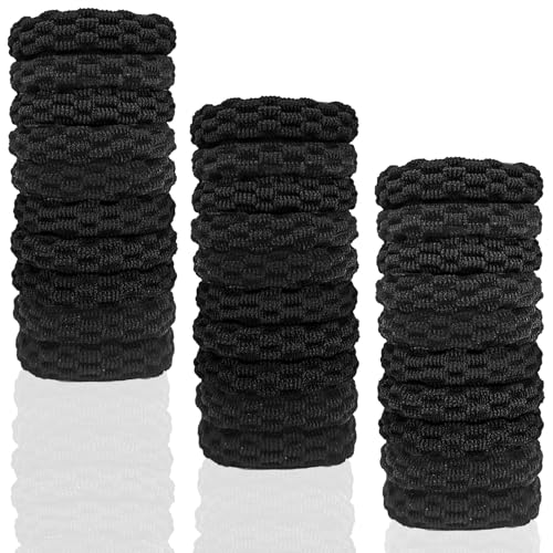 KEYRI 30 Stück Elastisch Haargummis Kleine Baumwoll Haarbänder Haargummis Zopfgummis Elastisch Haarbänder Pferdeschwanz Inhaber Aus Premium Stirnbänder Keine Schäden Metallfreie für Damen (Schwarz) von KEYRI