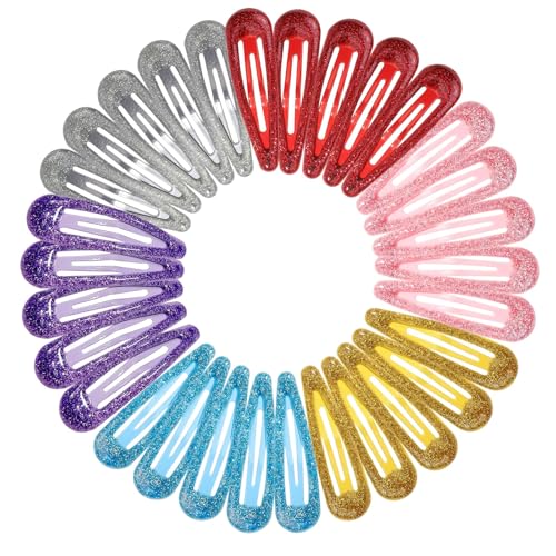 KEYRI 30 Stück Haarspangen für Mädchen Haarklammern in Bonbonfarbe Rutschfeste Metall-Haarspangen Snap Haarklammern für Mädchen Kinder und Damen Cute Clips Glänzende Haarnadel (Mehrfarbig) von KEYRI