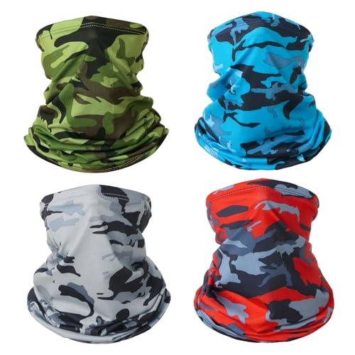 KEYRI 4 Stück Multifunktionstuch Schlauchschal Loopschal Winddicht Winter Loop Schal Herren Damen Neckwarmer Elastiche Schnelltrocknend Ski Maske Warmer für Outdoor Skifahren Motorrad Radfahren (Bunt) von KEYRI