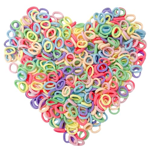KEYRI 400 Stück Haargummis Mini Haargummis Bunt Haarschmuck Mädchen Dauerhaft Haarspangen Kein Schaden Niedlich Kknekki Haargummi für Babys Kleinkinder Kinder und Mädchen (Bonbonfarben) von KEYRI