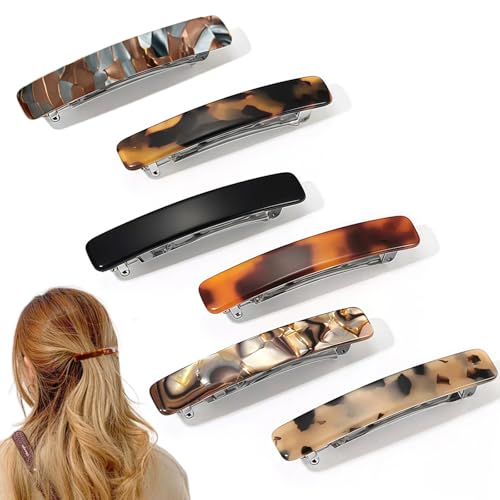KEYRI 6 Stück Haarspangen 7.5cm/3" Französische Haarspangen Automatischer Französische Haarspange Volumenclip French Barrette Clip Bunte Haarspangens Hair Clip für Mädchen und Frauen (Sechs Farben) von KEYRI